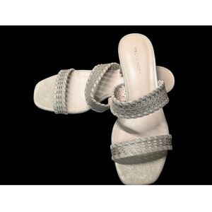 Pelle Moda Metallic Woven Slide Block Heel Sandals Slip On Women 9.5M